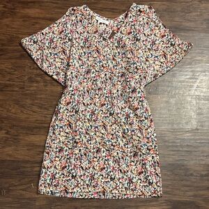 BCBGeneration Multicolor Floral Print Dress in Blue, Yellow, Red